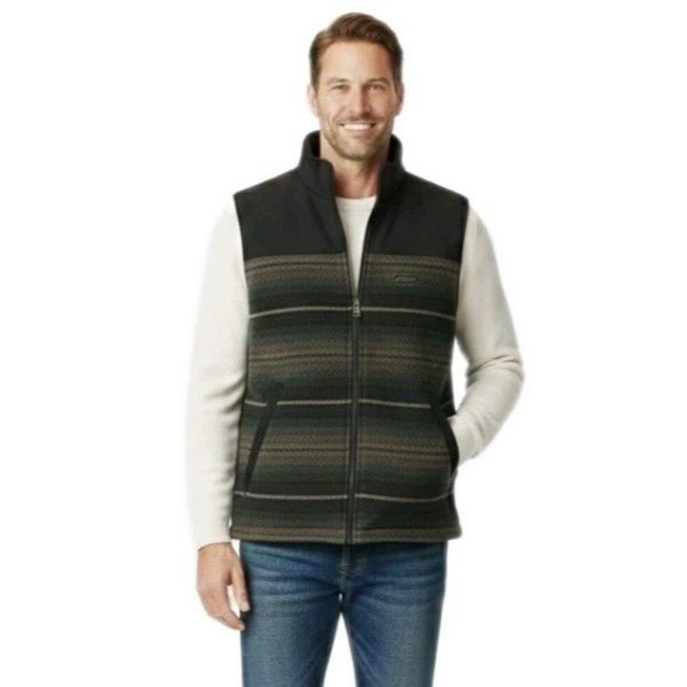 Pendleton Men's L Wool Rich Blend Insulated Vest Full Zip Green Stand Collar